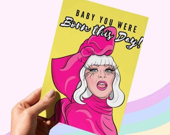 Querida, você nasceu hoje! Cartão de aniversário | Gaga por Albi Arts