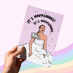 Está acontecendo! Cartão de felicitações para madrinhas de casamento e dia do noivado | | por Albi Arts