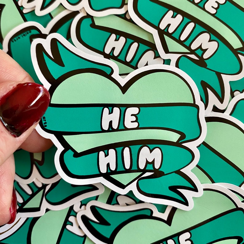 He/ Him Pronouns Sticker Waterproof pronoun image 3