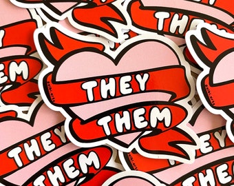 They / Them Pronouns Sticker Waterproof pronoun