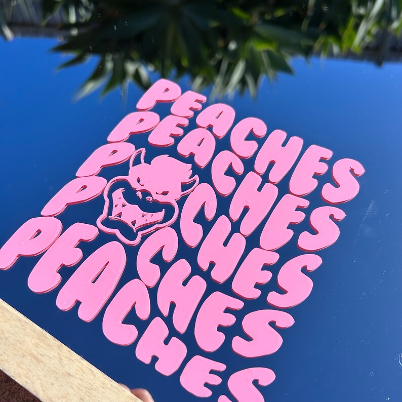 Peaches Decal Vinyl Sticker, I love you window mirror sticker image 1