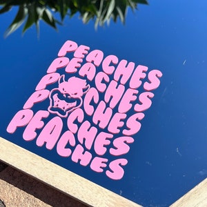 Peaches Decal Vinyl Sticker, I love you window mirror sticker image 3