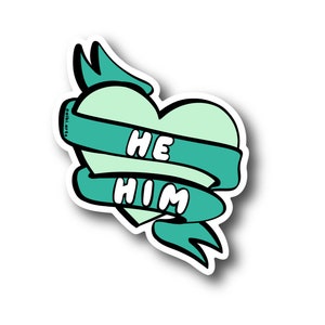 He/ Him Pronouns Sticker Waterproof pronoun image 2