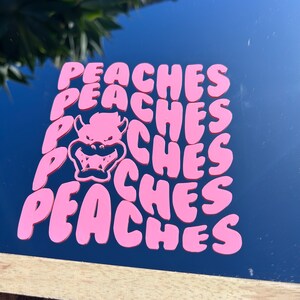 Peaches Decal Vinyl Sticker, I love you window mirror sticker image 2