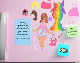 Rainbow Queen Fridge Magnet Dress Up Doll! You Better Drag by Albi Arts