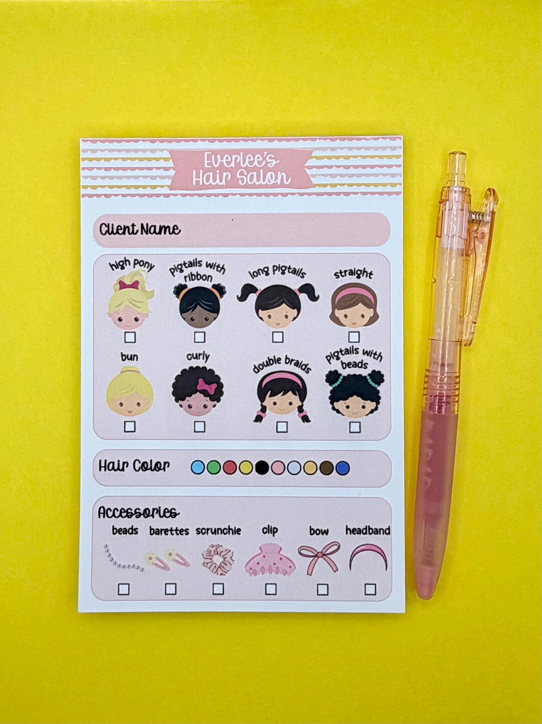 Saloon Notepad Pretend Play Hair Salon Notepad ~ Hair Salon Kids Dramatic Play - Etsy