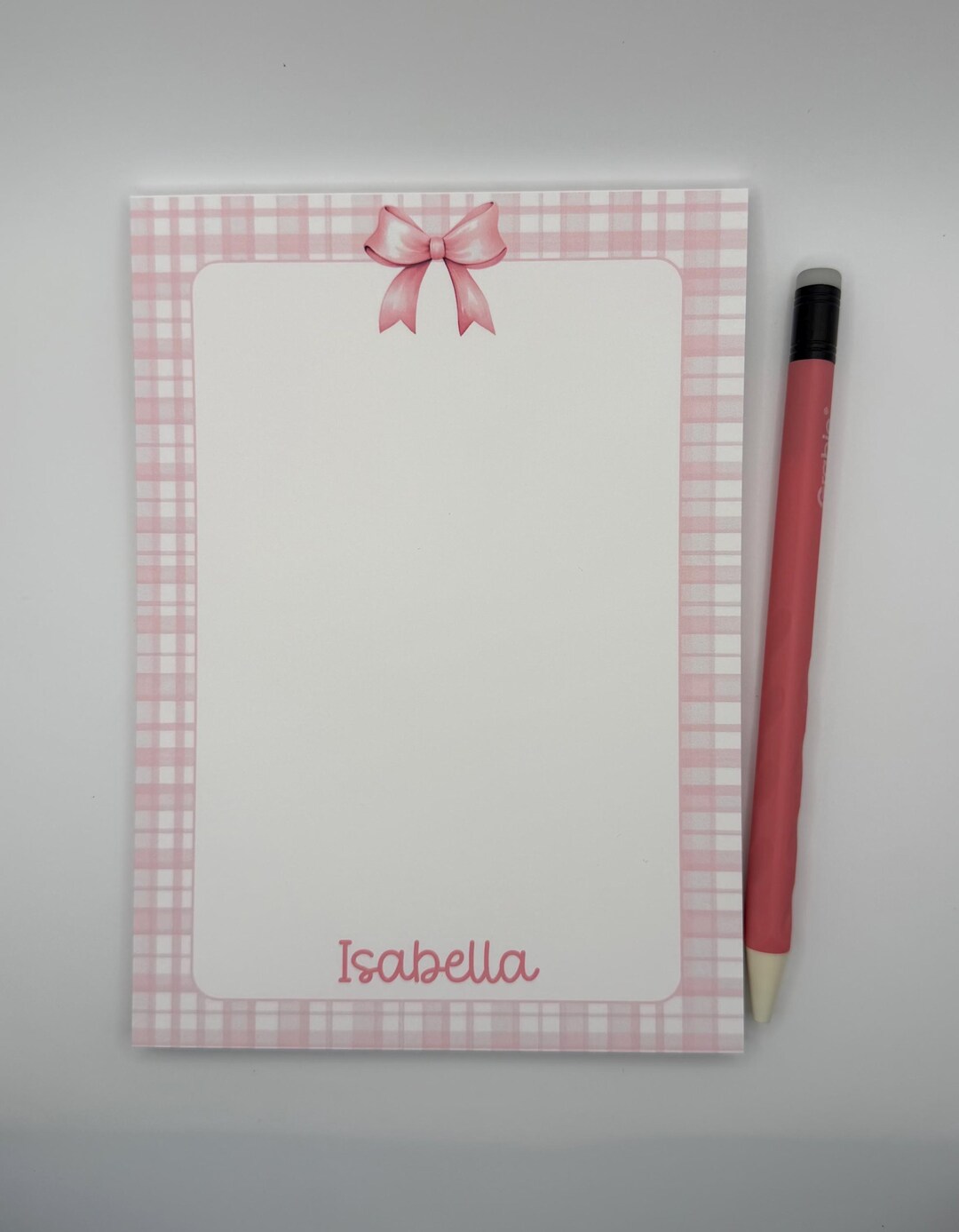 Pink Bow Personalized Stationery - Pink Bow Notepad - Etsy