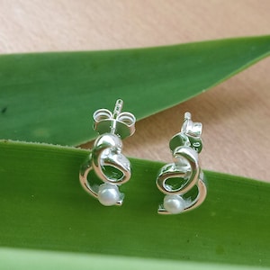 Pearl earrings, Freshwater pearl, Sterling Silver, Genuine pearls, White pearl, Handmade, Unique, Gift for her, Anniversary gift, Bridal set