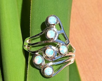 Opal-Ring, Opal Sterling Silber, große Opal Ring, Opal Ring, 925 Silber, Regenbogen Opal Ring, australische opal, weißen Opal, Jubiläumsgeschenk