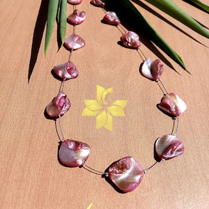 Shell choker, Mother of pearl necklace, Pink necklace, Shell necklace, Floating necklace, Gift for her, Anniversary gift, Raw stone necklace