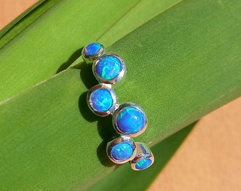 Opalring Silber, Australischer Opalring, Multisteinring, Versprechensring, Minimalistischer Ring, Stapelbarer Ring, Zart