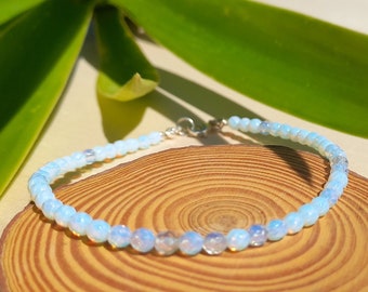 Maansteen enkelband, zilveren maansteen enkelband, opalite enkelband, maansteen enkelband, opalite enkelband, dames enkelband sterlingzilver