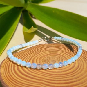 Fußkettchen Mondstein, Silberner Mondstein Fußkettchen, Opalite Fußkettchen, Mondstein Fußkettchen, Opalite Fußkettchen, Frau Fußkettchen Sterling Silber