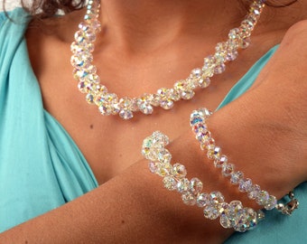 Aurora Borealis Swarovski Crystals, Sterling Silver Bracelet, Bridal Jewelry, Crystal Wedding Bracelet, Bridesmaid Jewelry, Northern Light