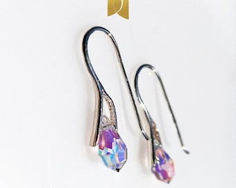 Orecchini iridescenti, Orecchini Swarovski, Orecchini 925, Aurora Boreale, Cristalli, Regali unici, Fatto a mano, Regalo per lei, Regalo anniversario