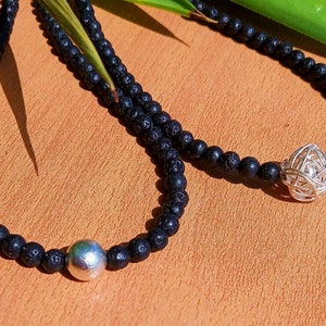 Lava necklace, Lava stone necklace, Black necklace, Black stone necklace, Sterling silver, Handmade necklace, Summer necklace, Unique Gifts