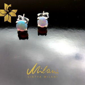 Opal earrings silver, Opal studs, Opal silver earrings, Rainbow opal, Australian opal, White opal, Anniversary gift, Gift for her, Unique