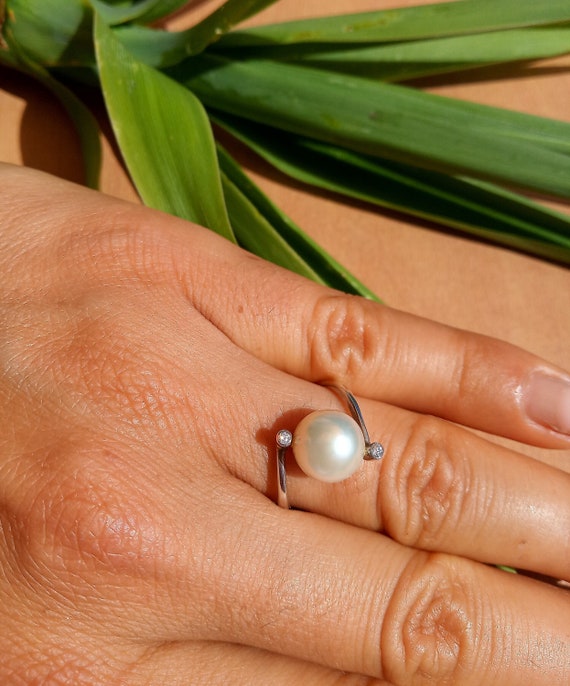 Buy Gorgeous Pearl Crescent Moon Ring 925 Sterling Silver Ring Size 4 to 13  US Moon Ring White Pearl Ring Dainty Ring Handmade Ring Online in India -  Etsy