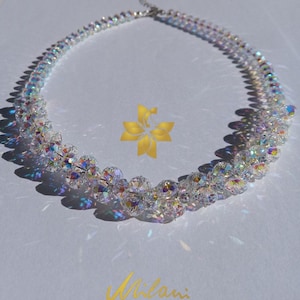 Iridescent necklace, Statement necklace, Aurora Borealis, Swarovski Crystals 925 Sterling Silver necklace, Choker, Fine jewelry, Exceptional