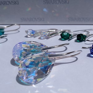Orecchini iridescenti, gocce Swarovski, argento sterling, orecchini Swarovski, argento 925, cristallo AB, aurora boreale, regali unici, Swarovski