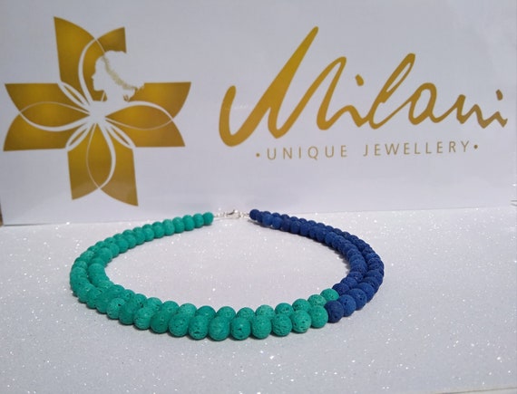 Milani Unique Jewellery Lava Stone Asymmetric Necklace Handmade in