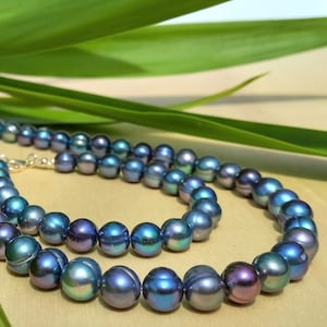 Tahitian Pearl necklace, Black Pearl necklace, Tahiti pearl necklace, Sterling Silver, Genuine Pearl necklace, Real pearl necklace, Gift