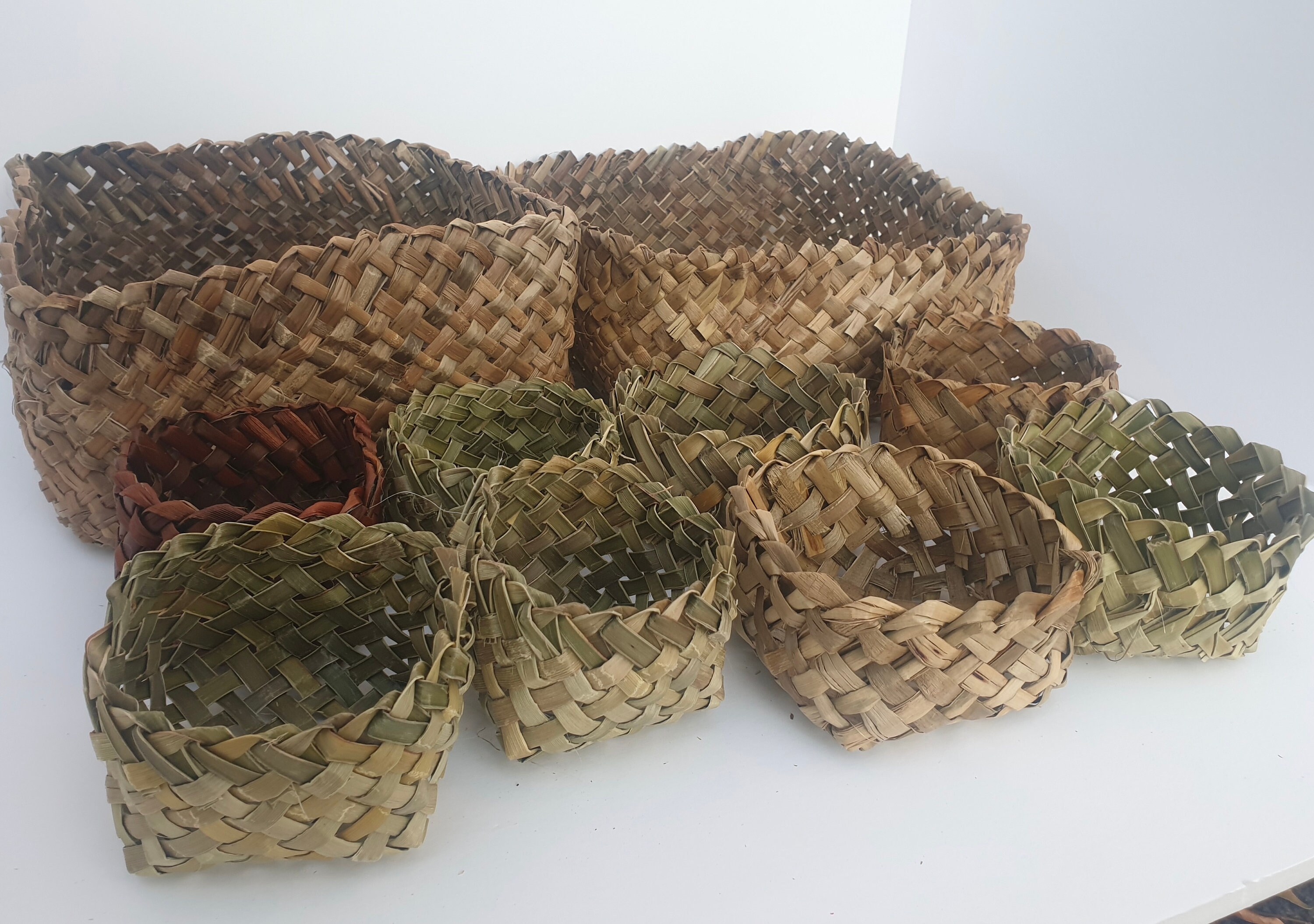 Handmade flax 4 corner baskets 5 pieces set / harakeke Etsy