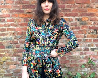 1960年代 OSSIE CLARK 中国龍柄サテンブラウス（難あり・補修あり）