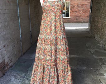 1970年代風 You & Me 花柄マキシ丈サマードレス