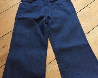1970er Jahre WALRUS Dicke Denim Schlaghose Schlaghose Mid Rise XS W 25 L 30
