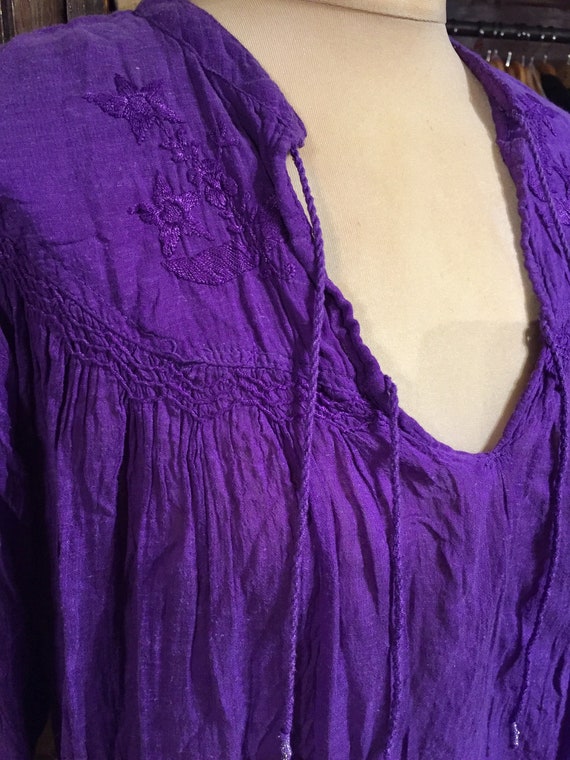 Purple Indian Hippie Embroidered Blouse - image 3