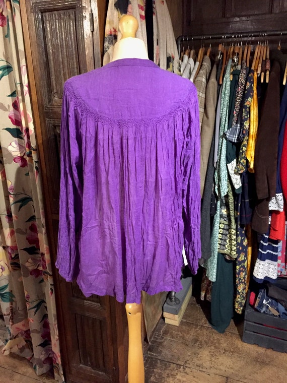 Purple Indian Hippie Embroidered Blouse - image 4