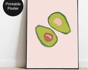 Printable Poster "Avocado Pastel" Nordic, Minimalist, Graphic, Abstract