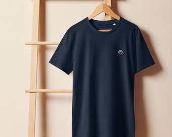 T-shirt bio « Contenu » – Bâton souriant (blanc)