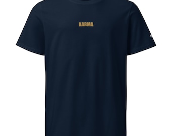 T-shirt unisexe Karma Organic | Motif Karma brodé sur la poitrine | T-shirt basique écoresponsable en coton biologique