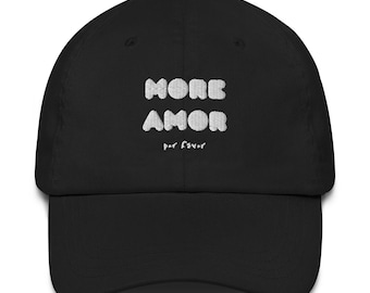 Casquette Dad Hat « More amor por favor » – casquette minimaliste brodée | Casquette de baseball unisexe | Accessoire de mode du quotidien