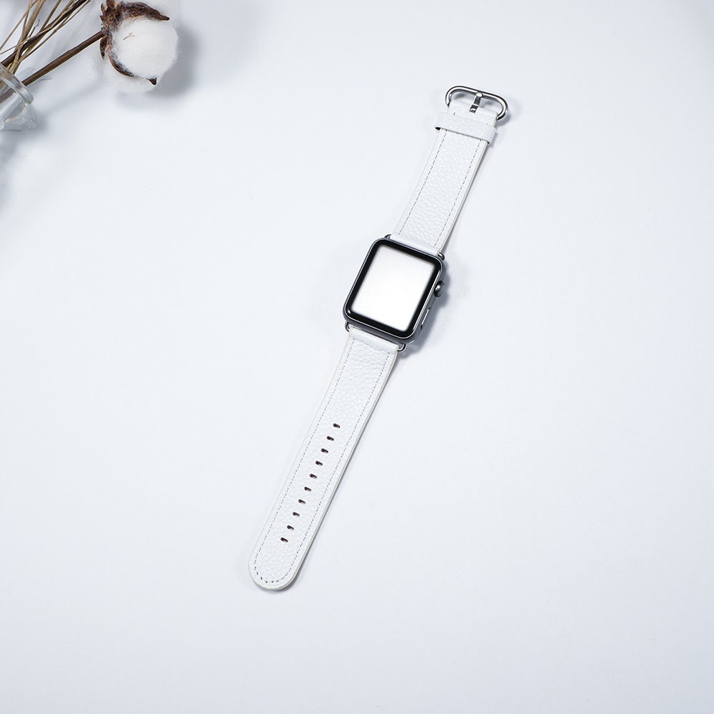 White Leather Apple Watch Band 40mm 42mm 44mm 38mm for Apple Etsy