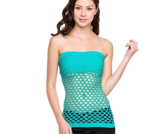 Top de tubo de rejilla sin costuras con inserción de sujetador