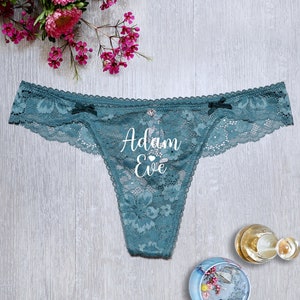 New! Lace Wrap Victoria’s Secret Low Waist Thong Underwear, Bride Panties Personalized, Named Bridal Lingerie Honeymoon gift, Bachelorette