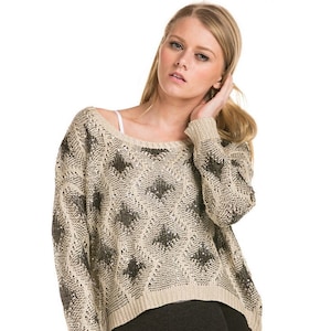 Premium Crop Style Knit Sweater With Sequins
