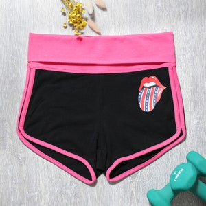 Womens Workout Dolphin Shorts, Track Booty Shorts, Yoga Shorts Lounge Short Pants for Gift Short with Rolling Lips Graphic Print