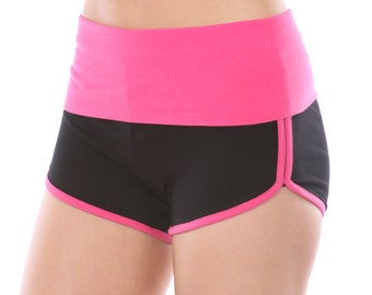 Womens Workout Athletic GYM Running Dolphin Shorts, Track Booty Shorts, Yoga Short Pants, Lounge Short Pants for Gift Short Color Block