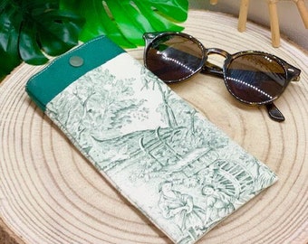 Toile de Jouy custom sunglass case holders, embroidered eyeglass case, eyeglass pouch, eyeglass cases fabric