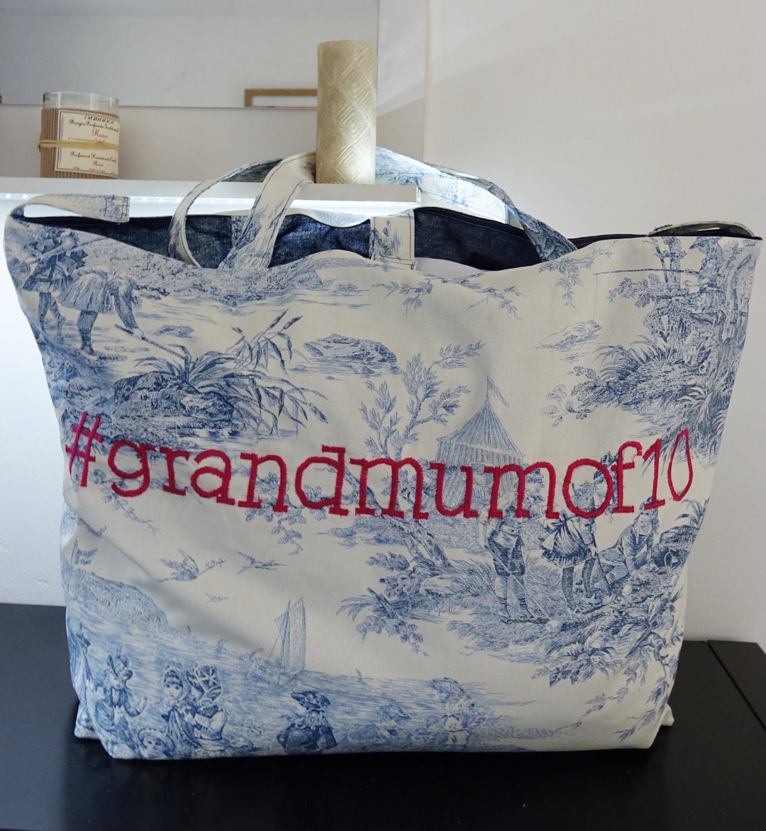 Customizable Big Bag in French Toile De Jouy and Cotton Etsy