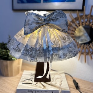 Toile de jouy lampshade, lampshade petticoat, romantic lampshade, flowered lampshade, shabby chic lampshade, vintage lampshade, gift for her