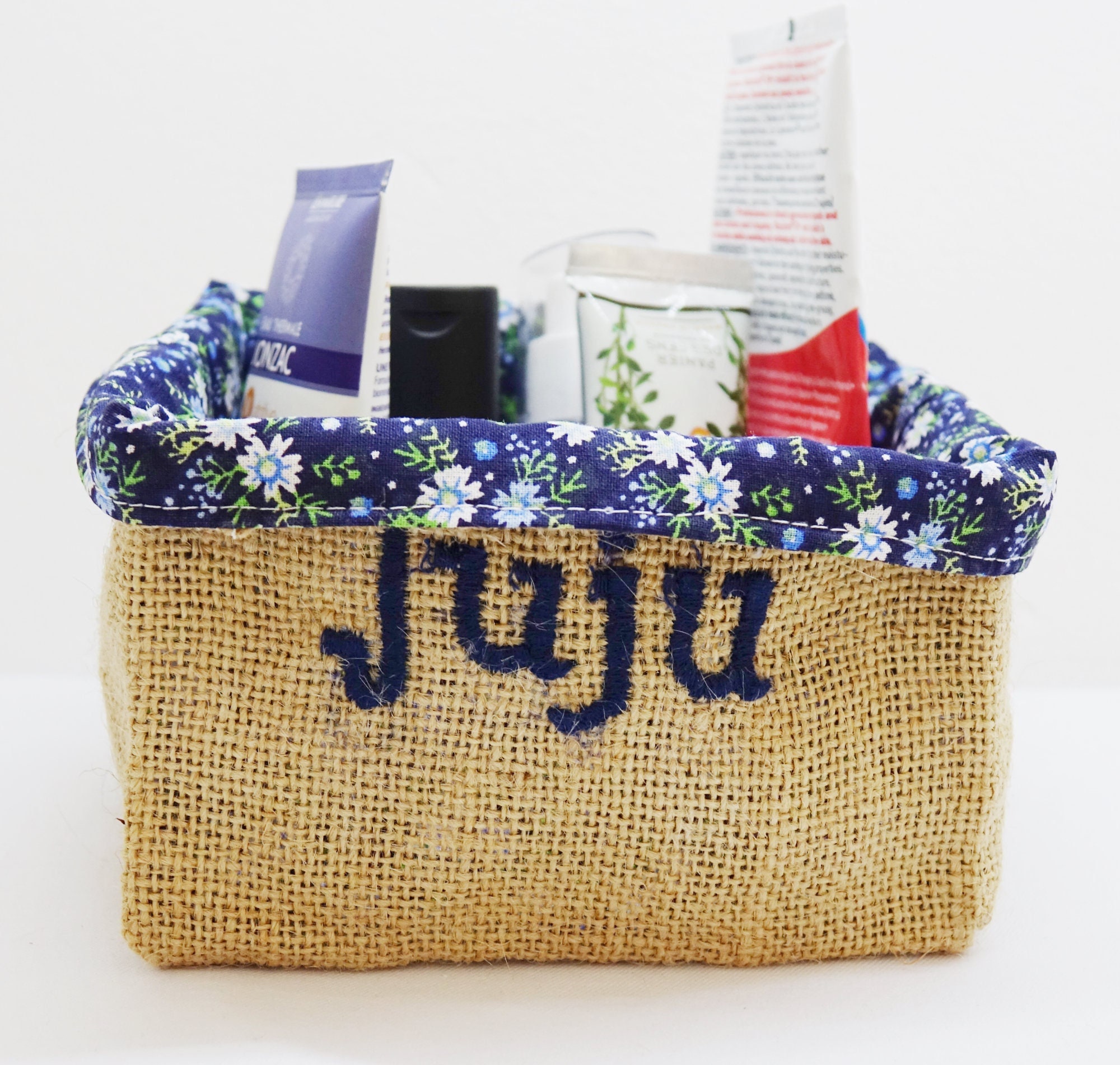 Panier de Rangement Personnalisé en Toile Jute et Tissu Coton