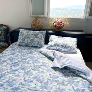 Parure de lit en toile de jouy, draps de lit, housse de couette, taies d'oreillers, parure housse de couette, cadeau pour elle