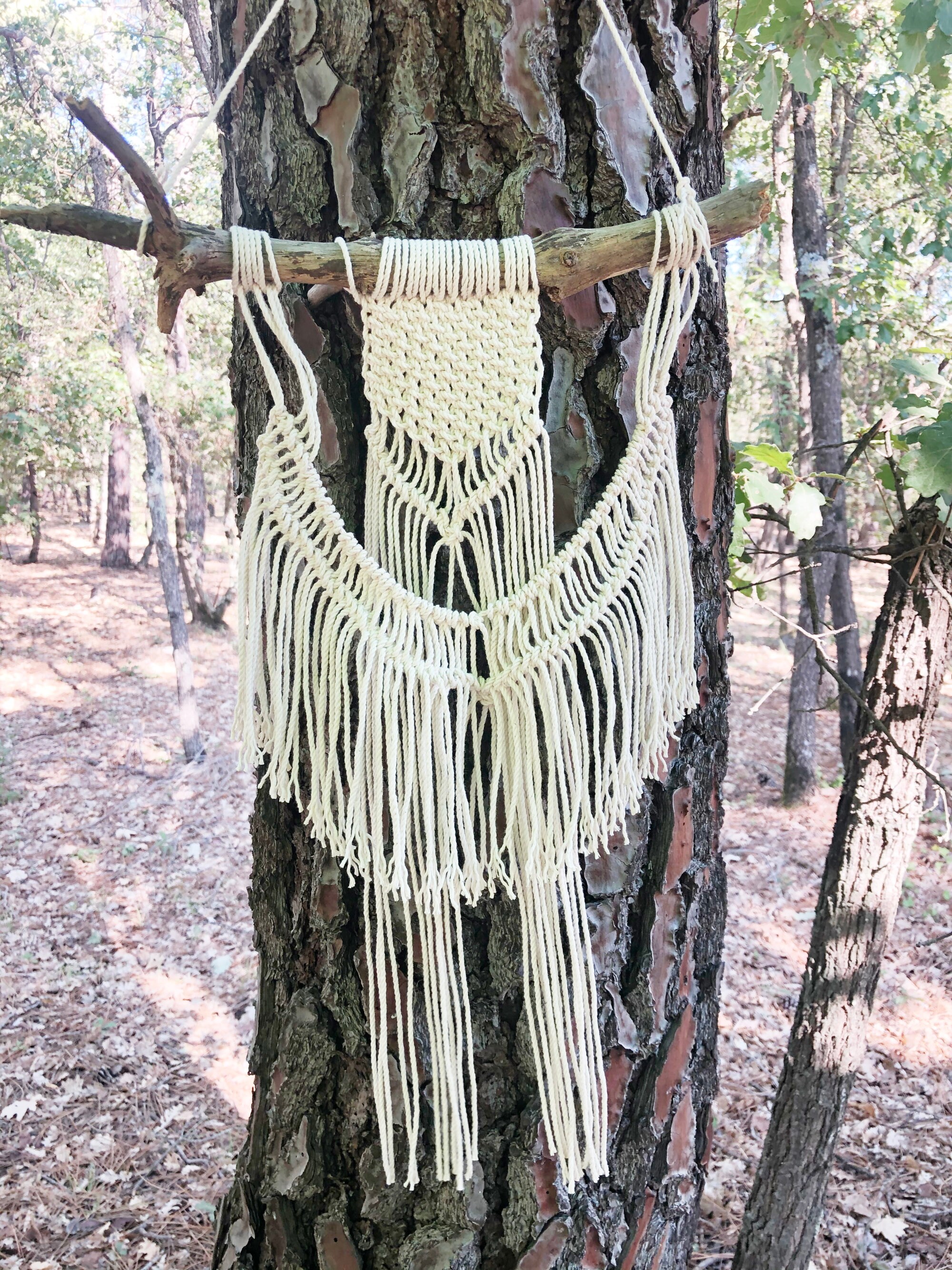 Macrame Mural, Décoration Murale sur Bois , Corde en Coton