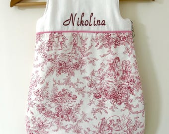 Personalized toile de Jouy baby sleeping bag – Soft sleepsacks, ideal as a baby blanket and personalized birth gift or baby shower gift
