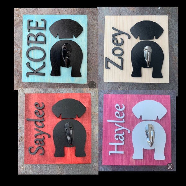 Dog Leash Holder For Wall, Dog Leash Sign With Hook, Personalized Dog Leash Holder, Dog Home Decor, Gift for Puppy